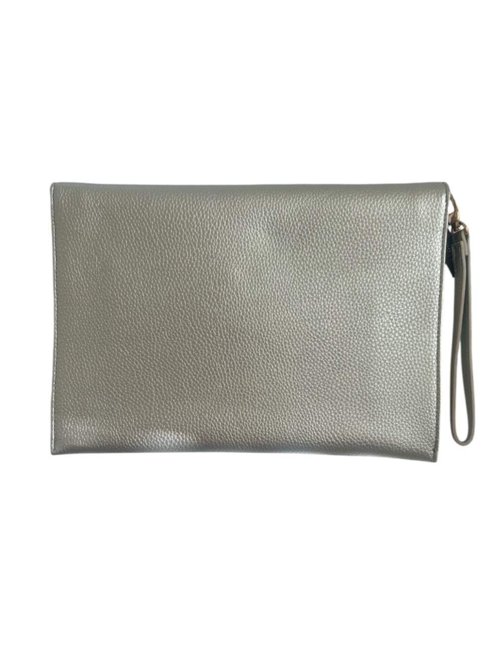 White House Black Market Metallic Silver Envelope Oversized Clutch NEW - Picture 2 of 7